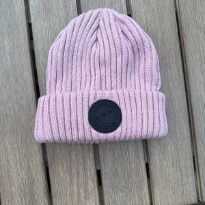 Canada Weather Gear Pink Ribbed Knit Beanie Hat Women’s Winter Cuff Logo Patch